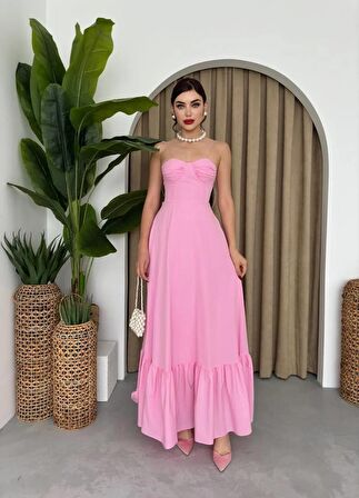 Poplin Kiloş Uzun Elbise 