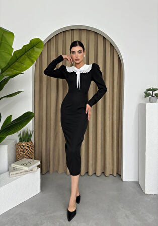 Ben Yaka Bronşlu Midi Elbise