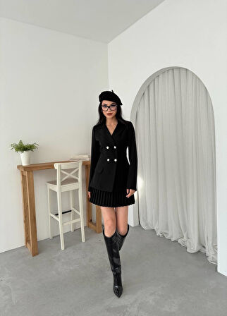 Rita Pileli Etek Ceket Takım