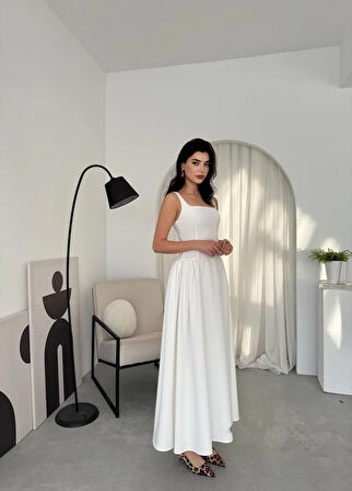 Hera Uzun Kalın Askılı Elbise