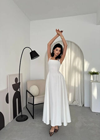 Hera Uzun Kalın Askılı Elbise