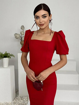 Balon Kol Uzun Maya Elbise