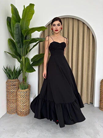 Poplin Kiloş Uzun Elbise