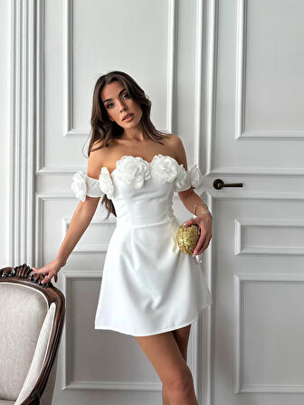 Romantica Çiçek Detay Mini Elbise