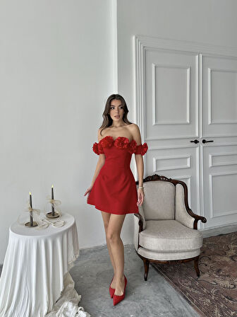 Romantica Çiçek Detay Mini Elbise
