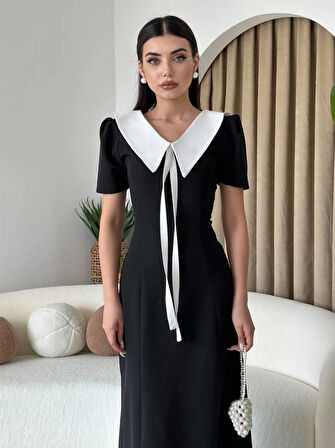 Patrice Sivri Yaka Midi Elbise