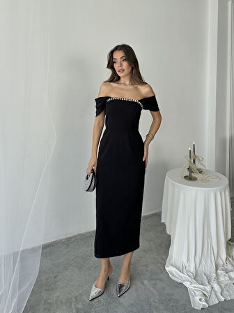 Elenor Uzun Atlas Elbise