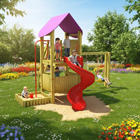 Bir Kuleli, İtfayeci Borusu & Salıncaklı Ahşap Çocuk Parkı