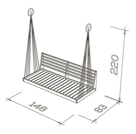  Ahşap Salıncak Mome, 140 cm