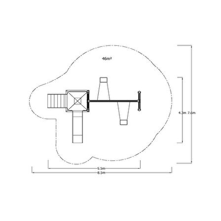Bir Kuleli, Bir Kaydıraklı, İkili Salıncaklı, Çocuk Oyun Parkı | 5.5x4.5m