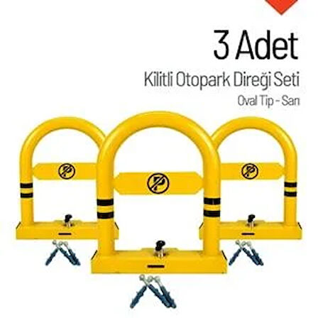 Oval Tip Kilitli Otopark Direği – 3'lü Set