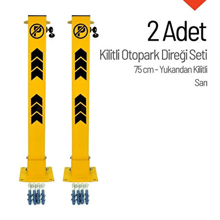 75 cm Yukarıdan Kilitli Otopark Direği – 2'li Park Bariyeri Seti