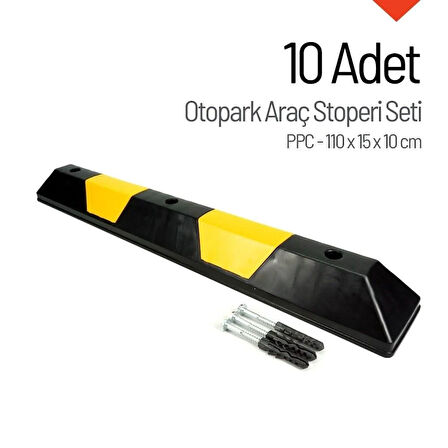 10'lu PPC Otopark Stoperi Seti – 110x15x10 cm