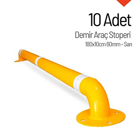 10'lu Set 180x10 cm Demir Park Stoperi – Sarı Renkli