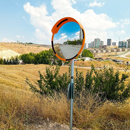 80 cm Trafik Güvenlik Aynası ve 2 m Flanşlı Direk Set
