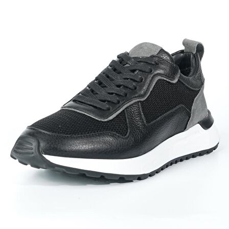 Albus Model Erkek Hakiki Deri Siyah Sneaker