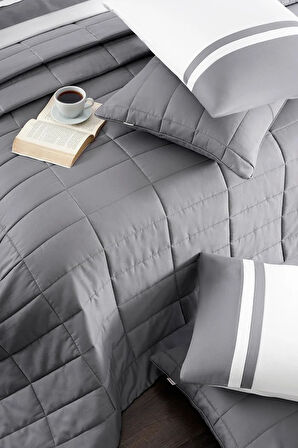 Vespera Çift Kişilik Nevresim-Yatak Örtüsü Takımı Gri (9 Parça)