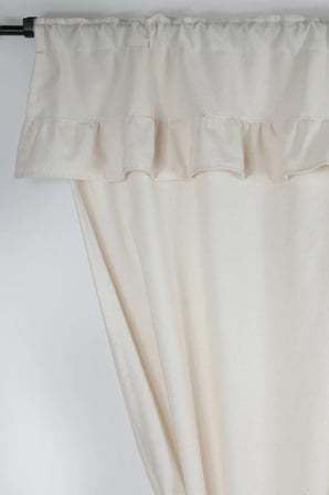 Naturel Fırfırlı Perde Farbalı Vintage Çift Kanat Krem