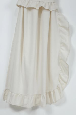 Naturel Perde Vintage Çift Kanat Dikey Fırfırlı