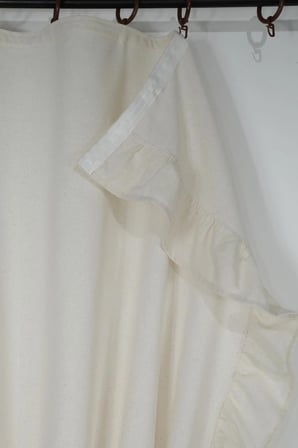 Naturel Perde Vintage Çift Kanat Dikey Fırfırlı