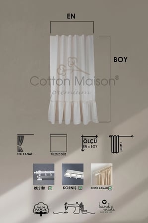 Naturel Bohem French Stil Fırfırlı Perde