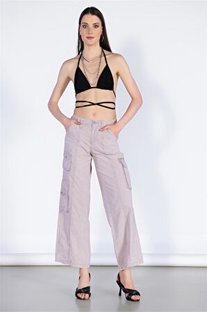 Normal Bel Wide Leg Kargo Pantolon
