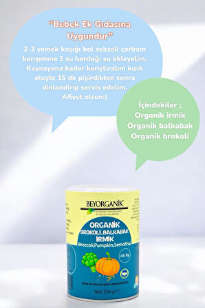 Beyorganik Organik Ek Gıda Brokoli-Balkabak-İrmik 350 gr