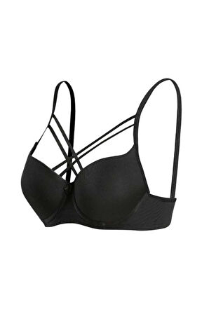 1110 Kadın Desteksiz Çapraz Ipli Siyah Sütyen