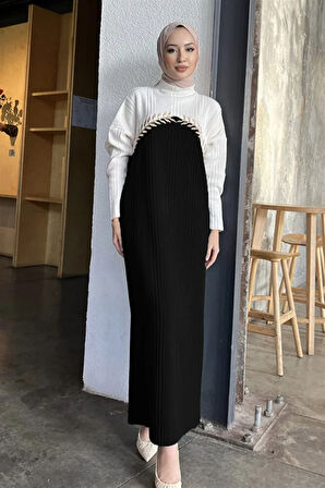 Seyran Elbise Krem Lacivert