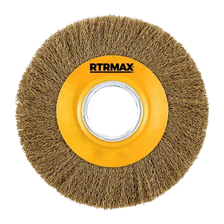 RTRMAX Taş Motoru Saçaklı Daire Çelik Tel Fırça 150 mm