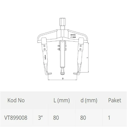 VIP-TEC 3 Kollu Çektirme - Rulman Çektirmesi Raylı 8 x 10 cm