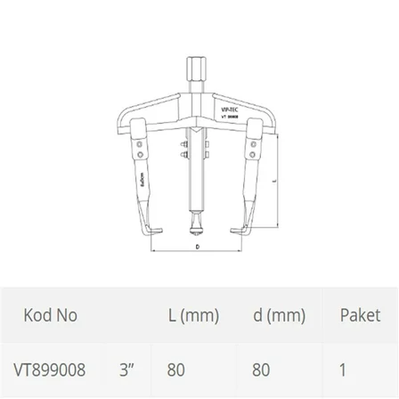 VIP-TEC 3 Kollu Çektirme - Rulman Çektirmesi Raylı 8 x 10 cm