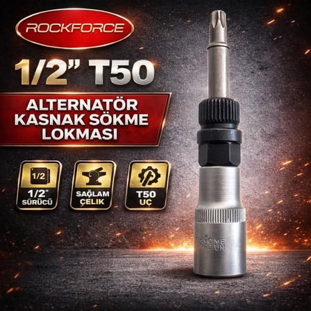 ROCKFORCE 1/2 T50 33 Diş Alternatör Kasnak Sökme Lokması