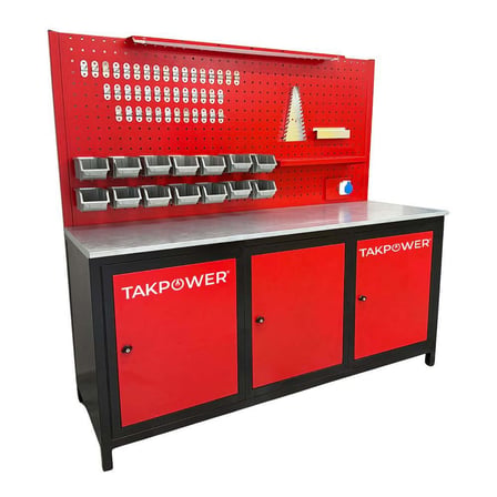 TAKPOWER TTR4413 2 Metre Takım Tezgahı 3 Dolaplı Kırmızı