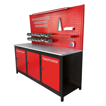 TAKPOWER TTR4413 2 Metre Takım Tezgahı 3 Dolaplı Kırmızı