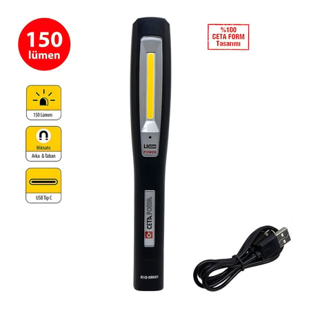 CETA FORM Mini Kompakt Şarjlı Led Çalışma Lambası 150 Lümen