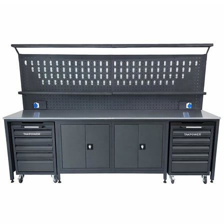 TAKPOWER 3 Metre Takım Tezgahı 2 Dolaplı + 2 Boş Takım Arabası Antrasit