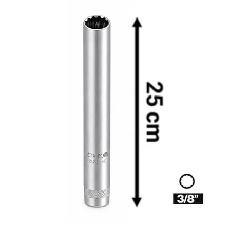 CETA FORM 3/8 On İki Köşe Buji Lokması 14 mm Uzun 25 Cm