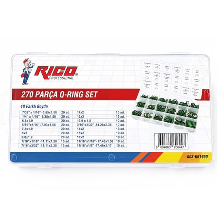 RICO O-Ring Conta Kauçuk Isıya Dayanıklı Conta Oring Seti 270 Parça