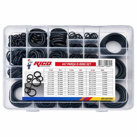 RICO O-Ring Conta Yağ ve Yakıt Conta Oring Seti 447 Parça