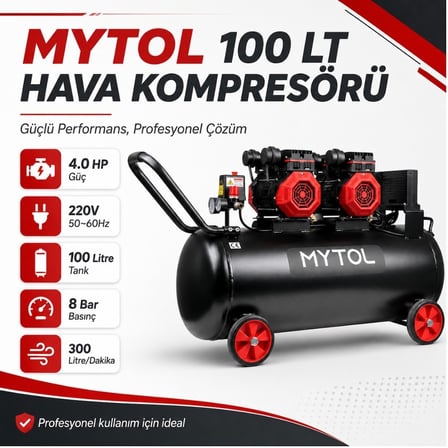 MYTOL 100 LT Hava Kompresörü Yüksek Hızlı 4 HP - MYK1001