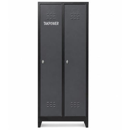 TAKPOWER 2 Kapaklı Metal Dolap - Soyunma Dolabı Antrasit Gri