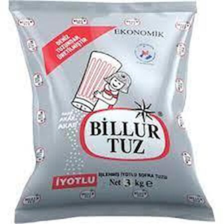 BİLLUR TUZ İYOTLU SOFRA TUZU 3 KG