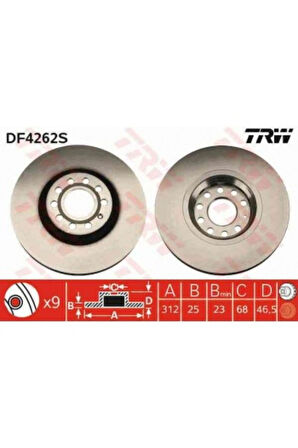 ON FREN AYNASI PASSAT 1.6 - 1.9TDI - 2.0 - 1.8T 05- A4 01- A6 97- SUPERB 02- EXEO 09- - TRW DF4262S