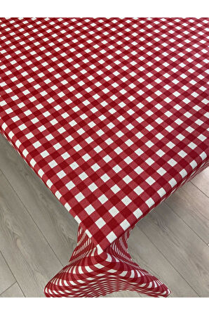 Sıvı Geçirmez Dertsiz Masa Örtüsü Kırmızı Küp Kareli