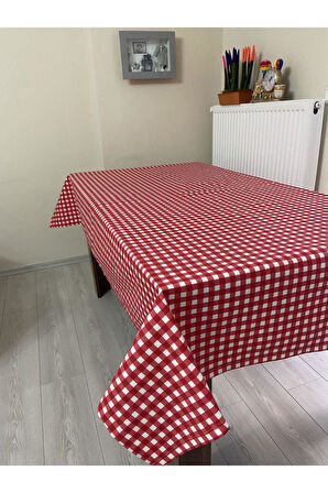 Sıvı Geçirmez Dertsiz Masa Örtüsü Kırmızı Küp Kareli