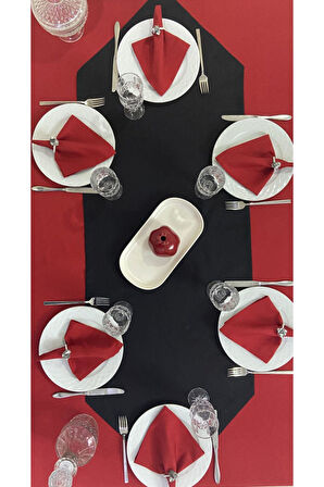 Sıvı Geçirmez Dertsiz Masa Örtüsü Kırmızı 25 Parça Set