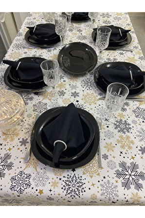 Sıvı Geçirmez Dertsiz Masa Örtüsü Yılbaşı Bej Renk