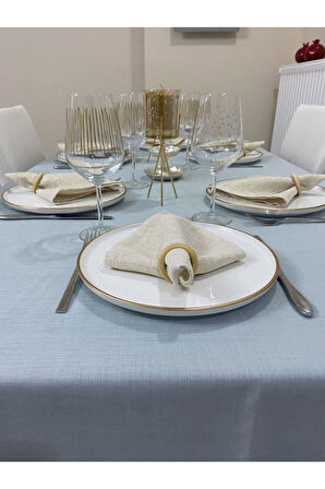 Keten Görünümlü Simsiz Begonvil Masa Örtüsü Açık Mint 25 Parça