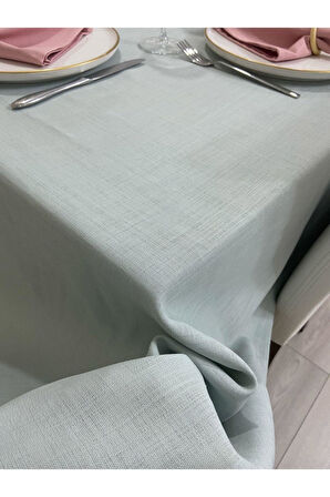 Keten Görünümlü Simsiz Begonvil Masa Örtüsü Açık Mint 25 Parça